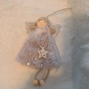 Charming Angel Holiday Ornament - Cream and Silver